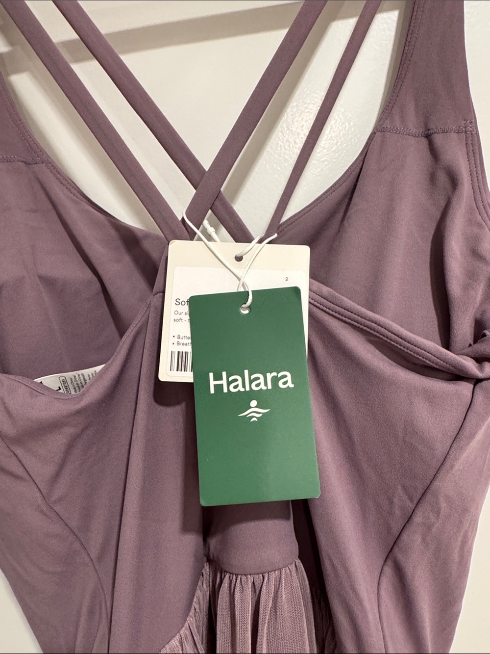 HALARA Mauve Tiered Crisscross dress with built in shorts - Picture 3 of 5